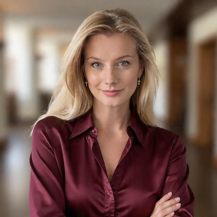 Portrait of Madvi in rouge blouse