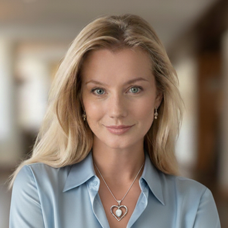 Portrait of Madvi in blue blouse